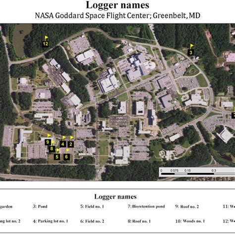 Map Of Goddard Space Flight Center Flags Indicate Locations Of Loggers