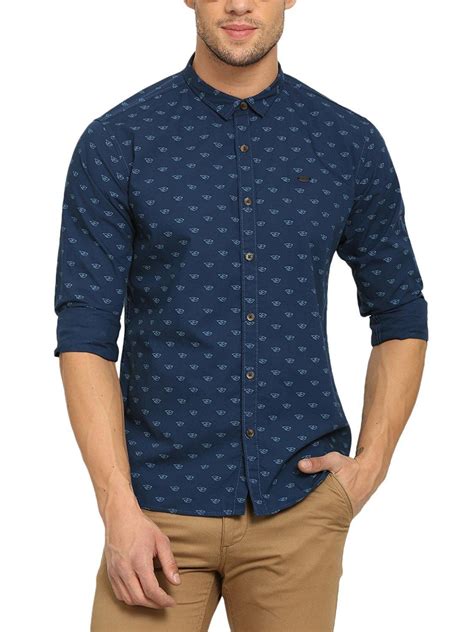 Abof Men Blue Printed Slim Fit Casual Shirt | Slim fit casual shirts, Casual shirts, Men casual