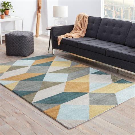 Benson Hand Tufted Wool Yellowgoldteal Area Rug Blue Gray Area Rug