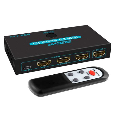 Sgeyr Hdmi 20 Switch Splitter 3 Port 4k Hdmi Switcher 3 In 1 Out Metal