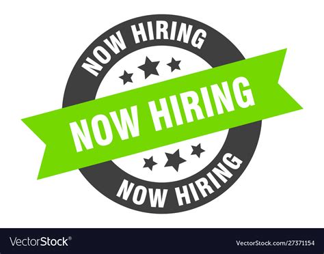 Now Hiring Sign Now Hiring Black Green Round Vector Image