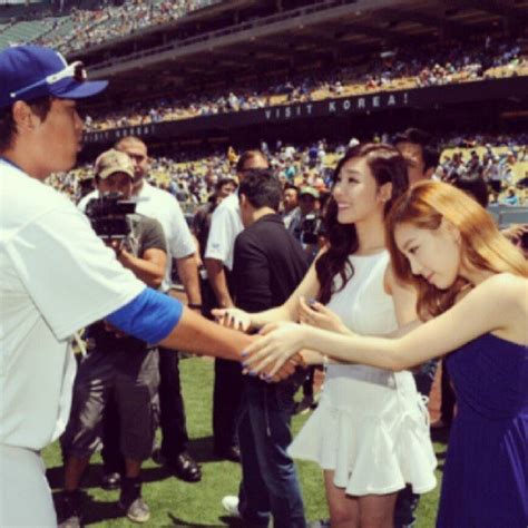 taeyeon and tiffany sing for korea day at dodger stadium and sunny throws the first pitch girls
