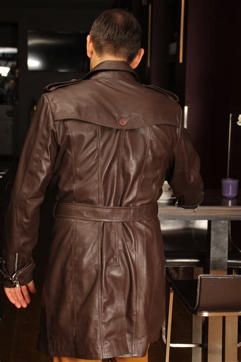 Mens Long Brown Leather Trench Coat Tradingbasis