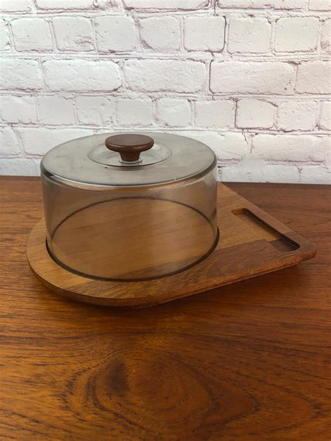 Cheese Dome Tray Mid Century Teak Cheese Dome Luthje Wood Denmark