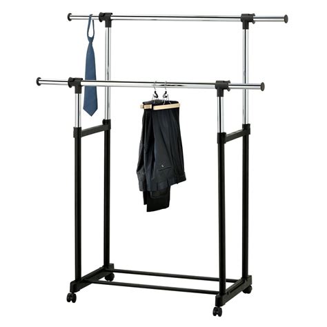 Modern Chrome Plated Garment Rack With Adjustable Telescopic Double