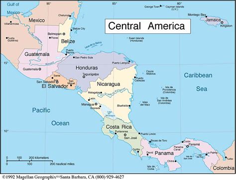 Mexico And Central America Political Map