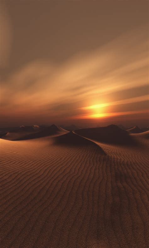 Download Wallpaper 480x800 Sand Desert Sunset Dunes Sunset Sky