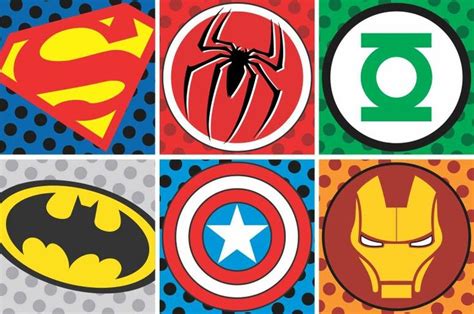 Four Different Superhero Logos Are Shown In The Same Color And Size As Well As Black Red