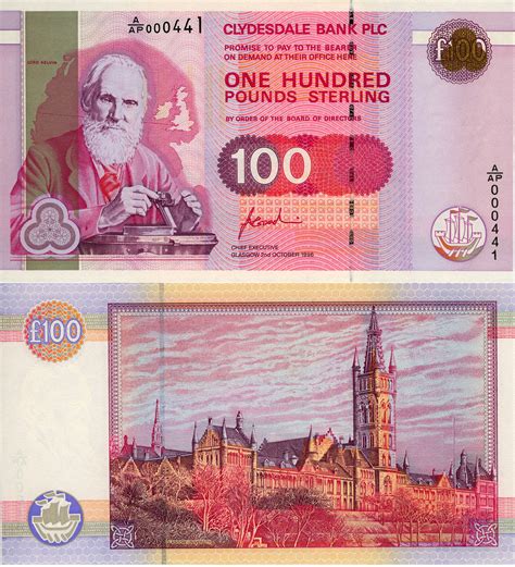 William Thomson 1st Baron Kelvin Is On The 100 British Pound Note He