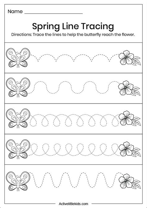 Free Spring Tracing Lines Worksheets Active Little Kids