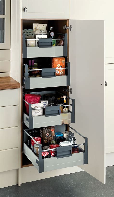 450mm depth x 128mm height. The pull-out drawers of a Larder Unit pack a lot of storage into a little space. #storage # ...