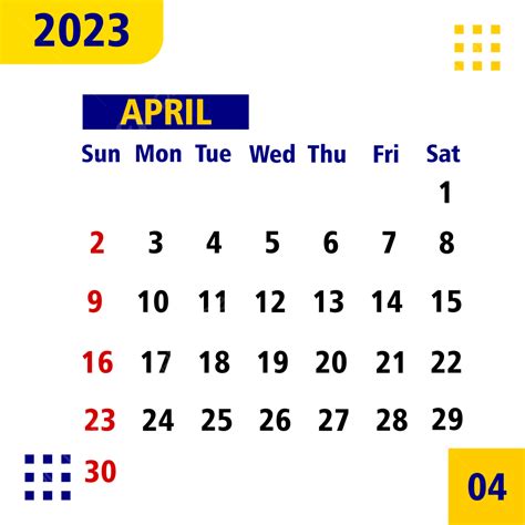 April 2023 Calendar Vector April 2023 Calendar Png And Vector With