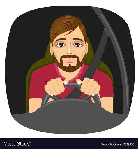 Sleepy Male Driver Dozing Off While Driving Vector Image