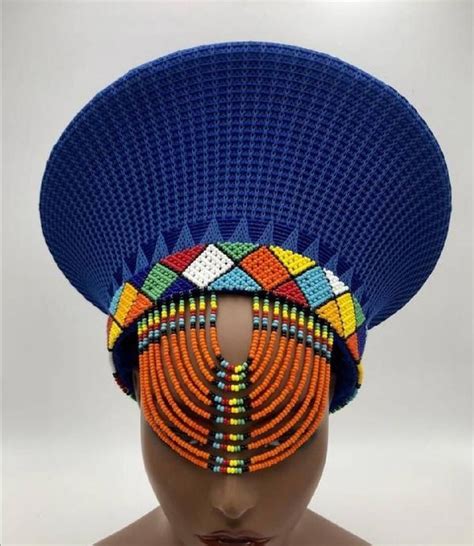Zulu Hat With Beads Zulu Beaded Hat Isicholo Bucket Hat Etsy African Hats Beaded Hat Zulu