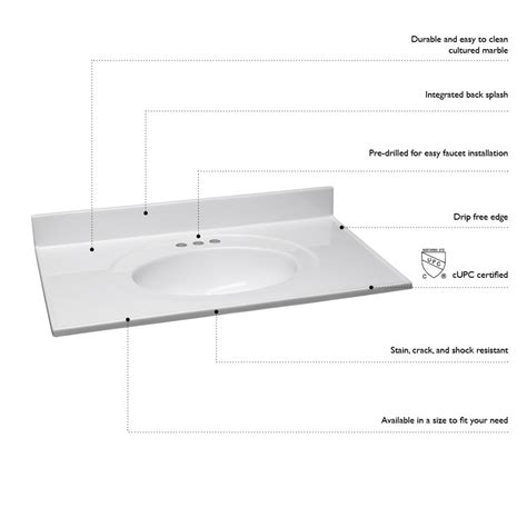 Cultured Marble White On White Vanity Top Inch X Inch Bath Today S Design House