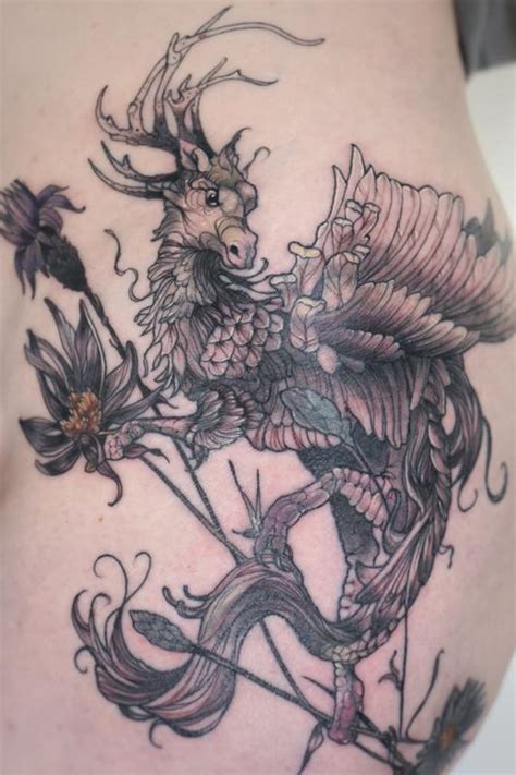 Fantasy Dragon Butterfly Cornflowers Tattoo By Aubrey Mennella Tattoonow