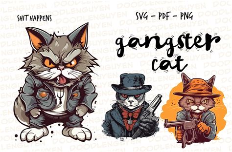 Gangster Catdoodle Funny Pet Bundle Graphic By Christmas Store