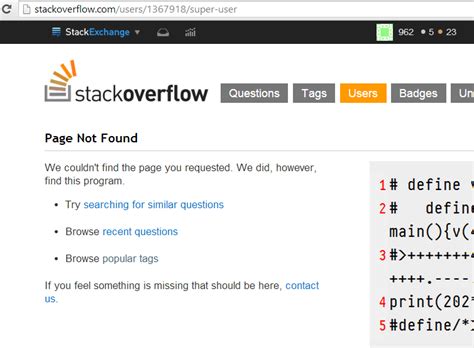 Page Not Found Error Message On Stack Overflow When I Login To My Account Meta Stack Overflow