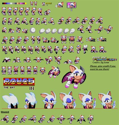Rouge In Sonic 1 TOPLESS VERSION Sprite Sheet Included Adult