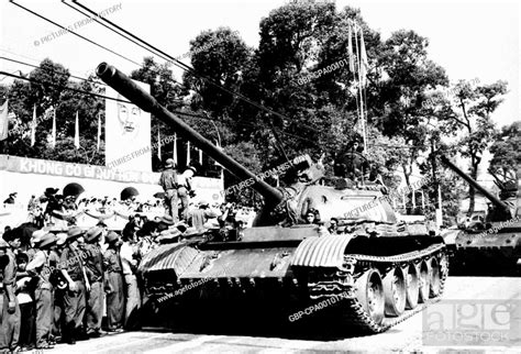Vietnam North Vietnamese T54 Tanks On A Victory Parade Through The