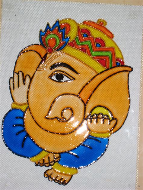 Lifes Street Bitter And Sweet Glass Painting Ganesha