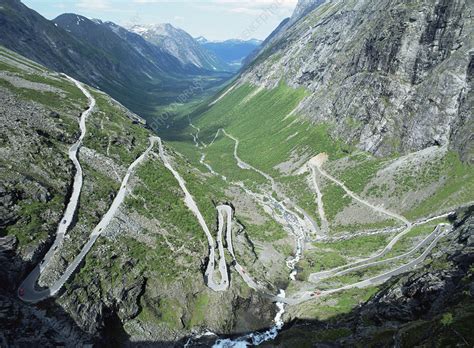 Tucked deep into the mountains off the western coast of norway, the trollstigen mountain road is one of norway's most dramatic and most visited attractions. The Trollstigen, Rauma, Norway - Stock Image - E500/0151 ...