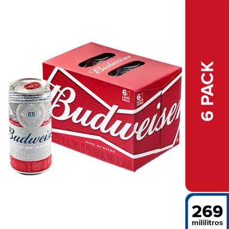 Cerveza Budweiser Lata Sixpack X 269 Ml Cu