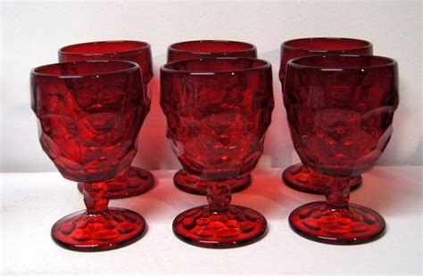 Set Of 6 Viking Glass Goblets Ruby Red Unused Georgian Etsy Viking