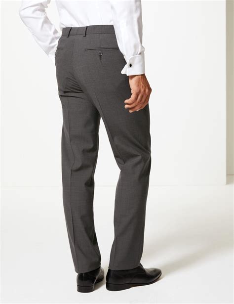 Vintage custom made tailored men's suit. Marks & Spencer Checked Tailored Fit Trousers in Grey ...