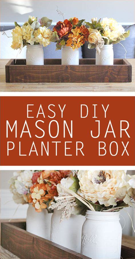 Diy Mason Jar Planter Box Love This For An Easy Centerpiece Mason