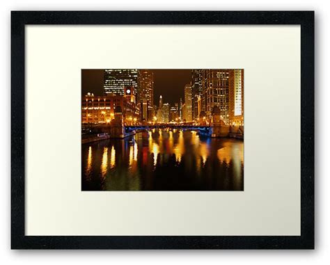 Chicago River At Night Framed Prints By Gottschalkphoto Redbubble