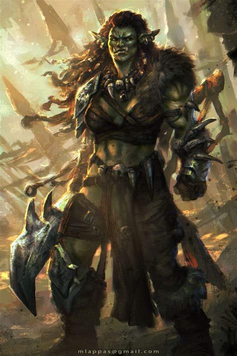Female Ork Warrior Dungeons And Dragons Characters Fantasy Character Design Female Orc