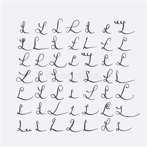 Vector Set Of Calligraphic Letters L Handwritten With Pointed Nib