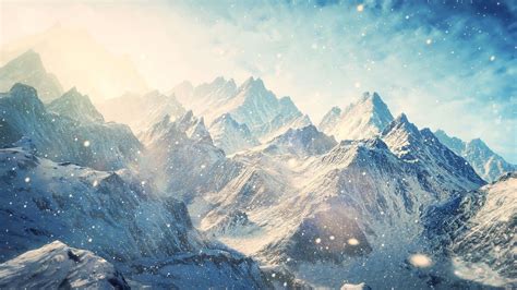 Download 2560 X 1440 Skyrim Icy Winter Mountain Wallpaper