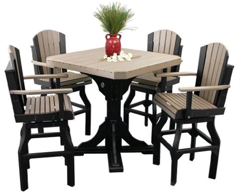 Outdoor Classic Polywood Bar Table And 4 Swivel Bar Chair Set Dove