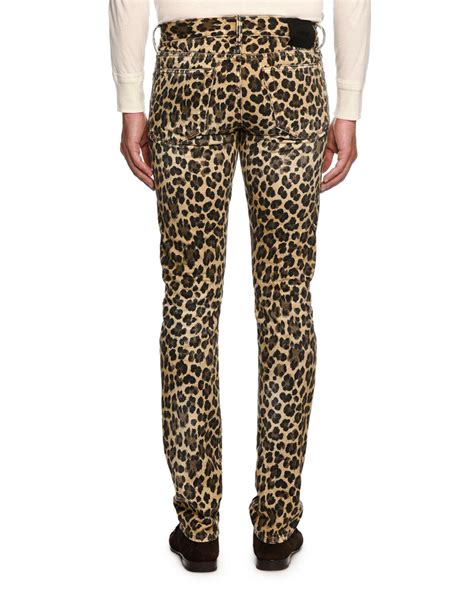 Tom Ford Leopard Print Slim Fit Denim Jeans For Men Lyst