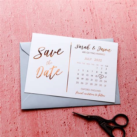 Foil Save The Date Calendar Cards Modern Wedding Invites Etsy