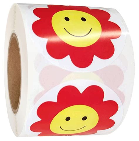 Buy Yellow Smiley Face Stickers 2 Inch Red Flower Happy Face Stickers