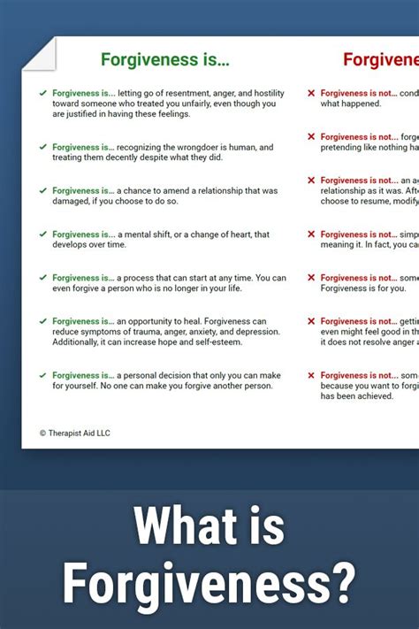 What Is Forgiveness Worksheet Therapist Aid Forgiveness Therapy