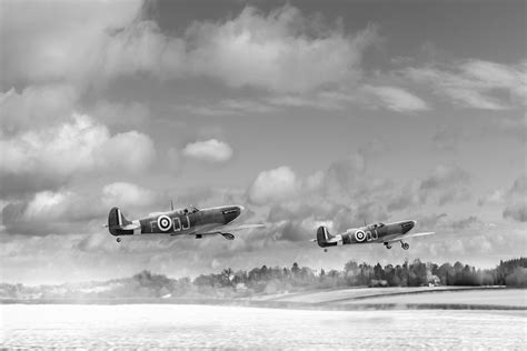 F L I G H T A R T W O R K S Winter Ops Spitfires Black And White