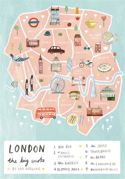 Illustrated City Map London Art Print Katie Considers