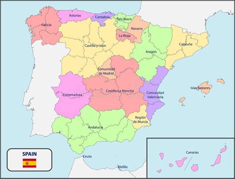 Mapa Político Da Espanha Com Nomes Ilustração Do Vetor Ilustração De Europa Cartografia 72742230