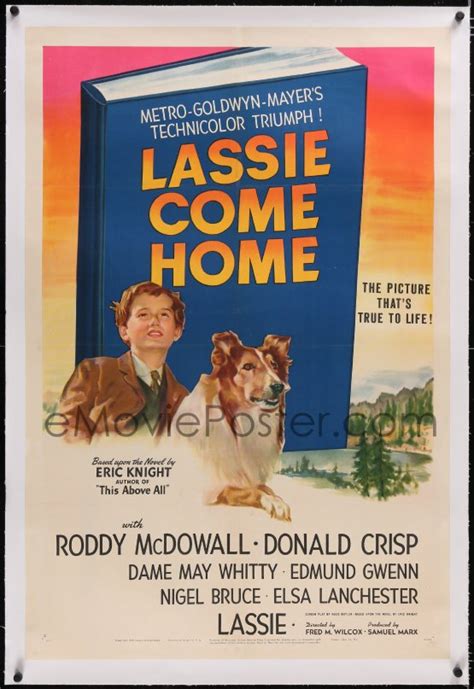 4x0437 Lassie Come Home Linen Style C 1sh 1943 Great Art Of Young Roddy