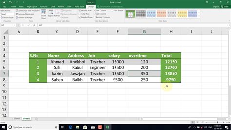 Msexcel Insert Tabtable Youtube