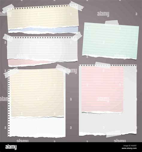 White And Colorful Ripped Notebook Paper Torn Lined Note Paper Strips
