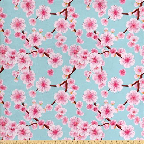 Cherry Blossom Fabric By The Yard Inspirational Seasonal Flower Garden