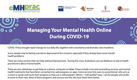 Fact Sheet Managing Your Mental Health During Covid 19 Su Qld