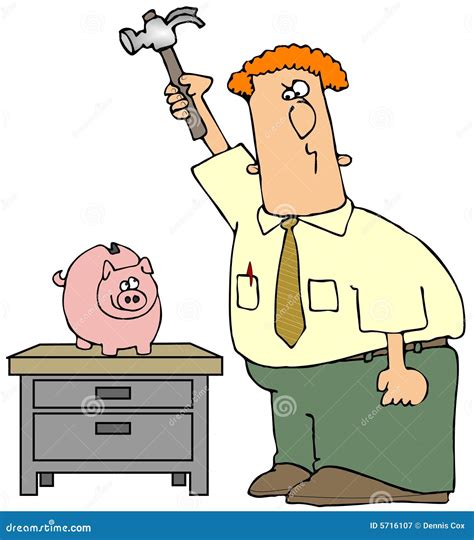 Breaking the Piggy Bank stock illustration. Illustration of break - 5716107