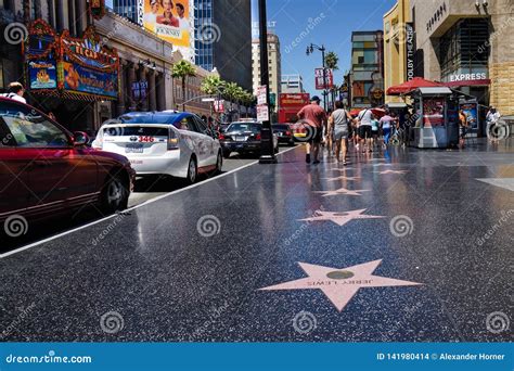 Hollywood Walk Of Fame Marble With Pink Star Editorial Stock Image