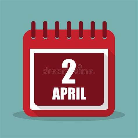 Calendar With 2 April In A Flat Design Vector Illustration Stock